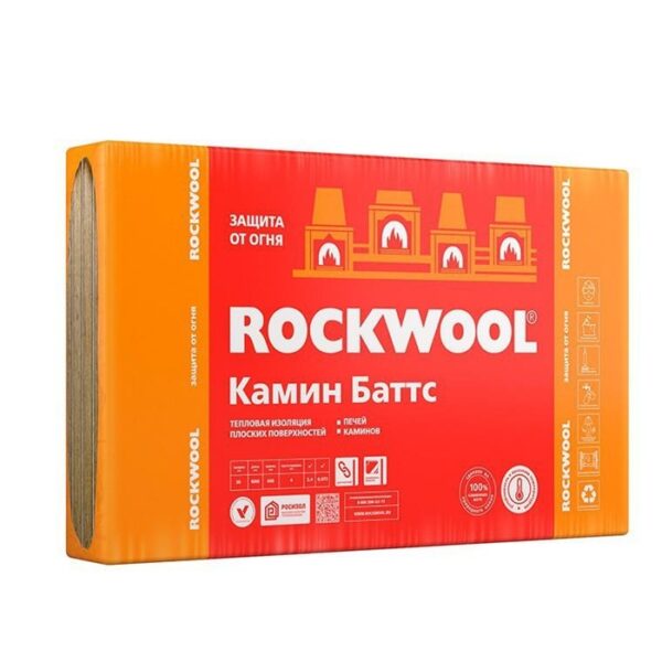 Минеральная вата ROCKWOOL Камин Баттс 110 кг/м3 1000х600х30 мм х 4 шт (0,072 м3/упак; 2,4 м2/упак), упак